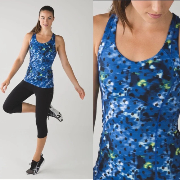 Lululemon Kanto Catch Me Tank Windy Blooms Saphire Blue Multi / Naval Blue 4 - Picture 3 of 10